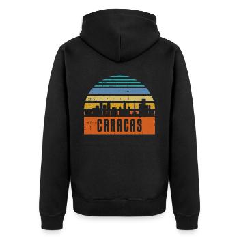Caracas skyline - Unisex Premium Organic Zip Hoodie - black - Back - Nico (187cm)
