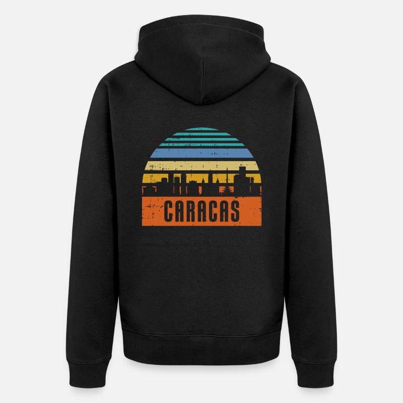 Ligne d’horizon de Caracas - Veste à capuche bio Premium Unisexe - noir