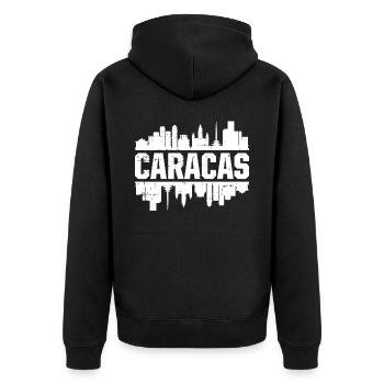 Caracas skyline - Unisex Premium Organic Zip Hoodie - black - Back - Nico (187cm)