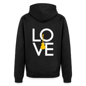 Elektro Gitarre - Unisex Premium Bio Zip Hoodie - Schwarz - Hinten - Nico (187cm)