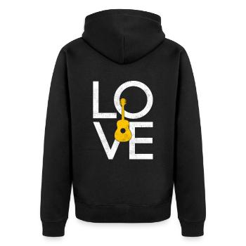 Gitarre - Unisex Premium Bio Zip Hoodie - Schwarz - Hinten - Nico (187cm)