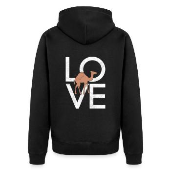 Dromedar - Unisex Premium Bio Zip Hoodie - Schwarz - Hinten - Nico (187cm)
