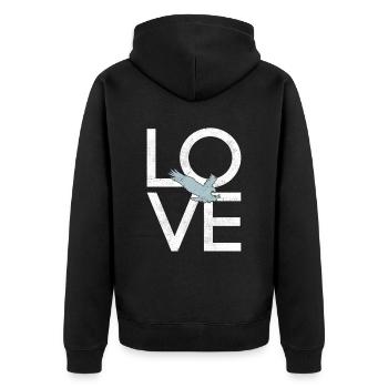 Adler - Unisex Premium Bio Zip Hoodie - Schwarz - Hinten - Nico (187cm)