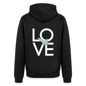 Adler - Unisex Premium Bio Zip Hoodie - Schwarz - Hinten - Nico (187cm)