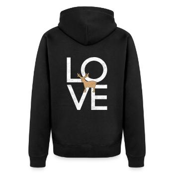 Elk - Unisex Premium Organic Zip Hoodie - black - Back - Nico (187cm)