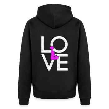 Yoga - Unisex Premium Bio Zip Hoodie - Schwarz - Hinten - Nico (187cm)