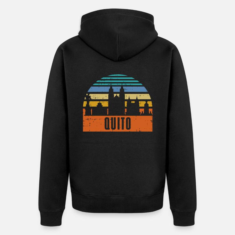 Quito Ecuador Skyline Geschenk - Unisex Premium Bio Zip Hoodie - Schwarz