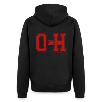 O-H Matching Ohio Paare Lustige Fußball Sport - Unisex Premium Bio Zip Hoodie - Schwarz - Hinten - Nico (187cm)