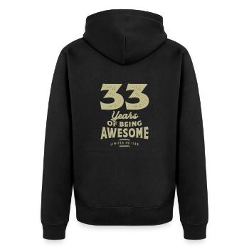 33 Jahre Awesome 33. Geburtstag - Unisex Premium Bio Zip Hoodie - Schwarz - Hinten - Nico (187cm)