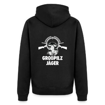 Pilze sammeln Schwammerl suchen für Pilzsammler - Unisex Premium Bio Zip Hoodie - Schwarz - Hinten - Nico (187cm)