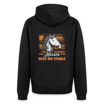 Reiter und Reitsport Design für Pferdeliebhaber - Unisex Premium Bio Zip Hoodie - Schwarz - Hinten - Nico (187cm)