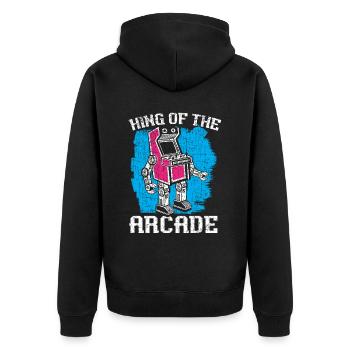 König des Arcade-Gaming-Videospielspieler-Spielers - Unisex Premium Bio Zip Hoodie - Schwarz - Hinten - Nico (187cm)
