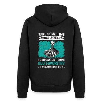 Spielregeln Arcade Gamer Geek Videospieler - Unisex Premium Bio Zip Hoodie - Schwarz - Hinten - Nico (187cm)