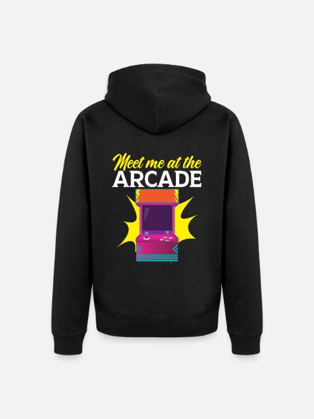Meet Me At The Arcade Gaming Video Gamer - Premium økologisk unisex-hettejakke - svart