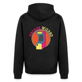 Arcade Wizard Gamer Geek Videospieler Player Gaming - Unisex Premium Bio Zip Hoodie - Schwarz - Hinten - Nico (187cm)