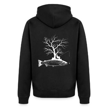 Arbre graphique - Truite de poisson - Veste à capuche bio Premium Unisexe - noir - Dos - Nico (187cm)