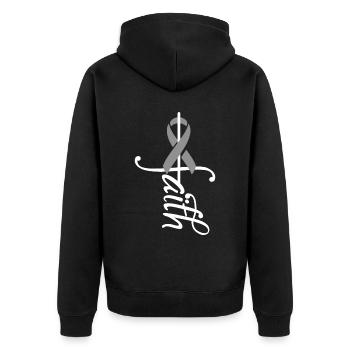 Ribbon Brain Tumor Awareness - Unisex Premium Organic Zip Hoodie - black - Back - Nico (187cm)