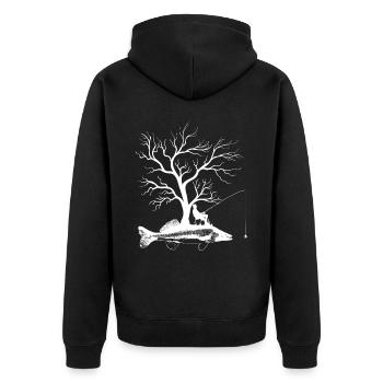 Arbre graphique - Sandre de poisson - Veste à capuche bio Premium Unisexe - noir - Dos - Nico (187cm)