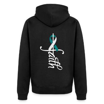 Cervical Cancer Awareness Awareness - Unisex Premium Organic Zip Hoodie - black - Back - Nico (187cm)