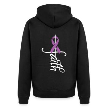 Ribbon Leiomyosarkom Krebsbewusstsein - Unisex Premium Bio Zip Hoodie - Schwarz - Hinten - Nico (187cm)