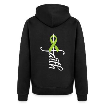 Ribbon -Lymphomkrebsbewusstsein - Unisex Premium Bio Zip Hoodie - Schwarz - Hinten - Nico (187cm)