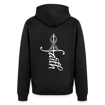 Ribbon -Melanomkrebsbewusstsein - Unisex Premium Bio Zip Hoodie - Schwarz - Hinten - Nico (187cm)