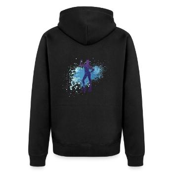 Splash Jump Shoes Fitness - Unisex Premium Bio Zip Hoodie - Schwarz - Hinten - Nico (187cm)