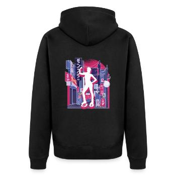 Asiatische Stadt Jump Shoes Fitness - Unisex Premium Bio Zip Hoodie - Schwarz - Hinten - Nico (187cm)