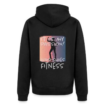 Grunge Jump Shoes Fitness - Unisex Premium Bio Zip Hoodie - Schwarz - Hinten - Nico (187cm)