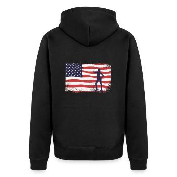 American Flag Jump Shoes Fitness - Veste à capuche bio Premium Unisexe - noir - Dos - Nico (187cm)