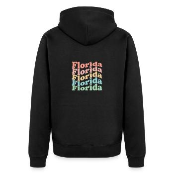 Vintage 70s Hippie USA State - Retro Florida - Unisex Premium Organic Zip Hoodie - black - Back - Nico (187cm)