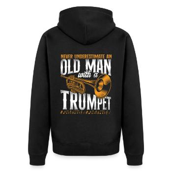 Trumpet Player Dad Father Retired - Unisex Premium Bio Zip Hoodie - Schwarz - Hinten - Nico (187cm)