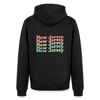 Vintage 70s Hippie USA State - Retro New Jersey - Unisex Premium Organic Zip Hoodie - black - Back - Nico (187cm)
