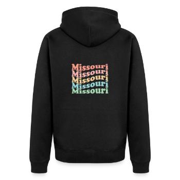 Vintage 70s Hippie USA State - Rétro Missouri - Veste à capuche bio Premium Unisexe - noir - Dos - Nico (187cm)