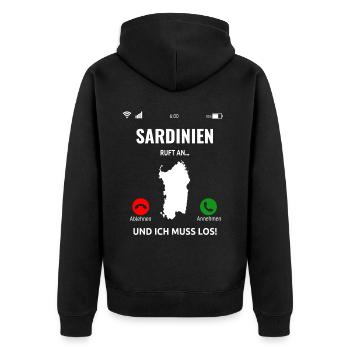 Sardinien Urlaub Sardegna Italien Geschenk Idee - Unisex Premium Bio Zip Hoodie - Schwarz - Hinten - Nico (187cm)