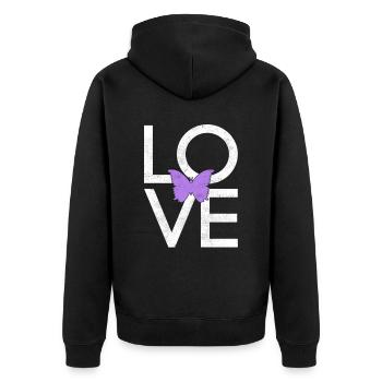 Butterfly - Unisex Premium Organic Zip Hoodie - black - Back - Nico (187cm)