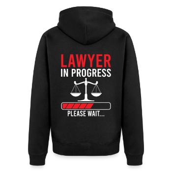 Slogan de l’avocat - Avocat en cours s’il vous plaît - Veste à capuche bio Premium Unisexe - noir - Dos - Nico (187cm)