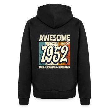1952 Geschenk Geburtstag 70 Jahre Spruch - Unisex Premium Bio Zip Hoodie - Schwarz - Hinten - Nico (187cm)