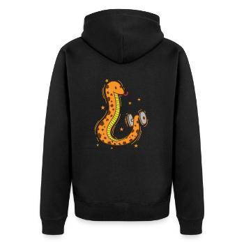 Schlange macht Fitness Reptil Tier Zoo - Unisex Premium Bio Zip Hoodie - Schwarz - Hinten - Nico (187cm)