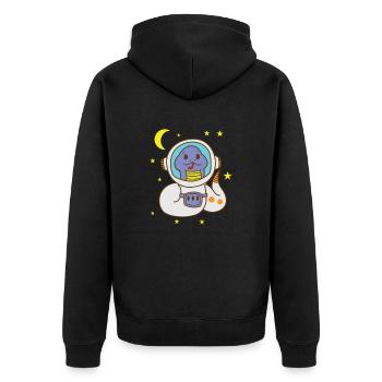 Schlange als Astronaut Reptil Tier Zoo - Unisex Premium Bio Zip Hoodie - Schwarz - Hinten - Nico (187cm)