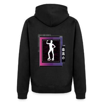 Vaporwave Metaverse Jump Chaussures Fitness - Veste à capuche bio Premium Unisexe - noir - Dos - Nico (187cm)