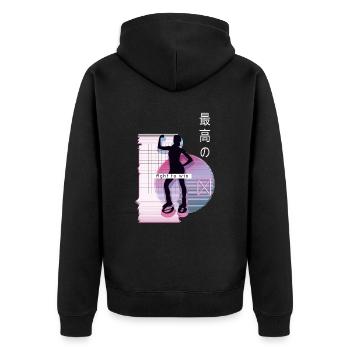 Vaporwave Metaverse Jump Chaussures Fitness - Veste à capuche bio Premium Unisexe - noir - Dos - Nico (187cm)