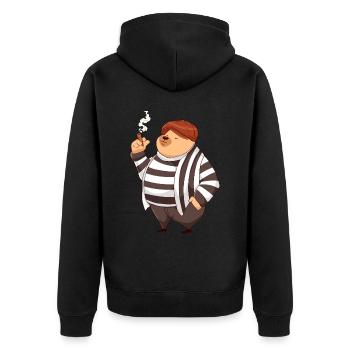 Beatnik Drôle Fumant Ours Kawaii Rétro Vinta - Veste à capuche bio Premium Unisexe - noir - Dos - Nico (187cm)