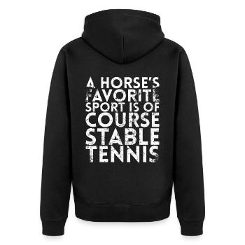 Der Lieblingssport Eines Pferdes Ist Natürlich - Unisex Premium Bio Zip Hoodie - Schwarz - Hinten - Nico (187cm)