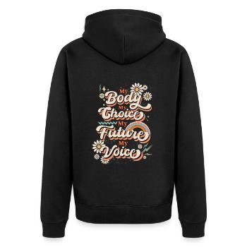 Ma voix Mon corps Mon choix Mon avenir Féministe - Veste à capuche bio Premium Unisexe - noir - Dos - Nico (187cm)