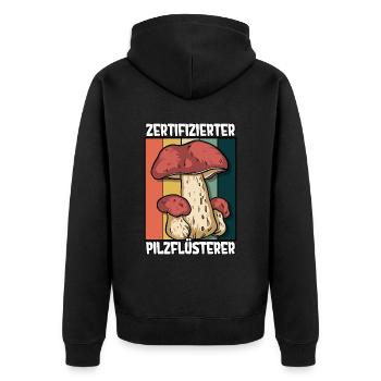 Pilzsammler Pilz Sucher - Unisex Premium Bio Zip Hoodie - Schwarz - Hinten - Nico (187cm)