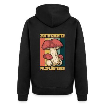 Pilzsammler Pilz Sucher - Unisex Premium Bio Zip Hoodie - Schwarz - Hinten - Nico (187cm)