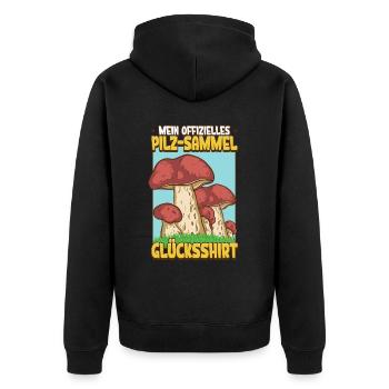 Pilzsammler Pilz Sucher - Unisex Premium Bio Zip Hoodie - Schwarz - Hinten - Nico (187cm)