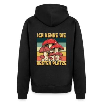 Pilzsammler Pilz Sucher - Unisex Premium Bio Zip Hoodie - Schwarz - Hinten - Nico (187cm)