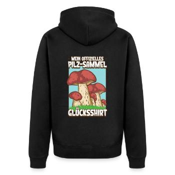 Pilzsammler Pilz Sucher - Unisex Premium Bio Zip Hoodie - Schwarz - Hinten - Nico (187cm)